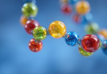 Colorful beaded DNA model, close-up