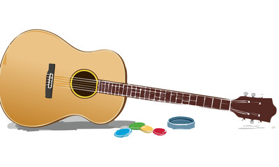 Obraz premium acoustic guitar isolated on white