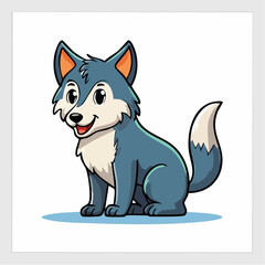 Charming Cartoon Wolf Illustration: A Delightful Depiction of a Friendly Canine Character