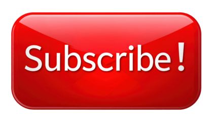 Red Subscribe Button with Exclamation Points, Transparent Background