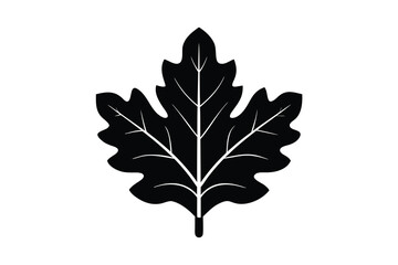 Fototapeta premium Vector art of black oak leaf silhouette isolated on white background