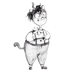 Cute illustration of a cat in the form of a strawberry