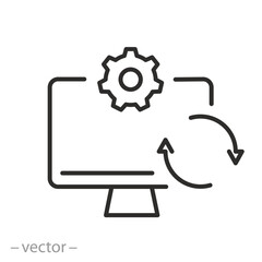 computer automatic update, pc software icon, data synchronize, vector illustration eps10