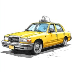 Yellow Taxi Car Drawing