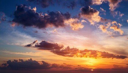 Fototapeta premium beautiful sunset sky background with clouds scenic cloudscape
