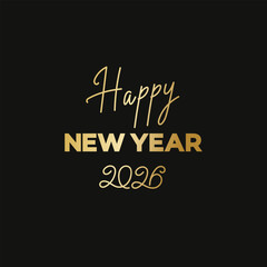 2026 Happy New Year congrats. Classic design logotype. Abstract graphic 2026 concept. Template gold gradient colours. Creative vector  2026 Christmas xmas decoration. Decorative business web banner