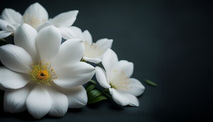 Fototapeta premium white flowers on dark background