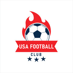 USA Football Club Fire Flame Vector Logo