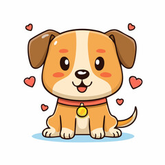 Adorable Cartoon Puppy Surrounded by Hearts, Illustrating Love and Affection, Pet Mascot