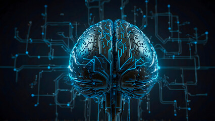 Futuristic Digital Brain with Neural Circuit Connections