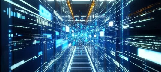Futuristic Cybersecurity and Digital Data Stream Concept with Abstract Network Connections