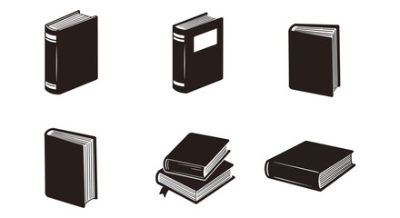 Six Book Silhouettes Different Angles and Sizes Silhouette. vector design. Silhouette vector design illustration
