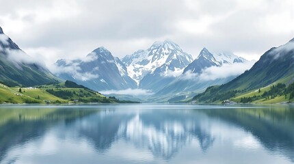 Fototapeta premium Explore serene lake and mountain landscape perfect for travel and nature photography