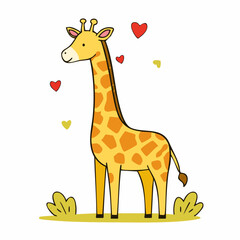 Obraz premium Adorable giraffe with hearts floating around it, a sweet and charming illustration suitable for children