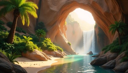 Portal animation reveals a glowing forest, flying islands, and magical waterfalls.