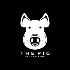 Pig smile head logo design vector template. Pig logo design icon