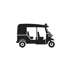 Fototapeta premium Gray auto rickshaw illustration on a black background.