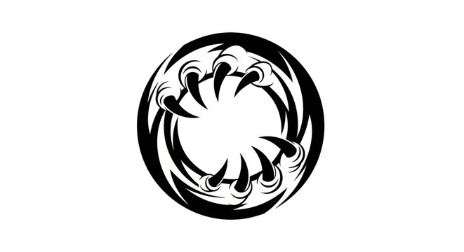 Circular design featuring claw marks or gashes in a swirling pattern, creating a dynamic and slightly aggressive aesthetic.