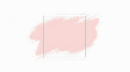 A soft pink watercolor brush stroke with a delicate white square frame over it. A stylish and modern template for text, logos, or social media graphics.