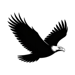 Obraz premium Black vector silhouette of a wild eagle in flight with wings spread