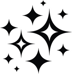 Minimal Black Sparkle Icons Vector Set for Shine and Decoration