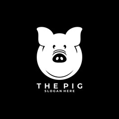 Pig cute head logo design vector template