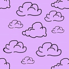 Cloud pattern illustration on lavender background  