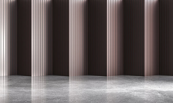 Modern empty room with wooden panels 3d