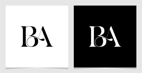 BA or AB Initial Letter Logo Vector Element , Initial Logo for Brand Vector Design Graphic