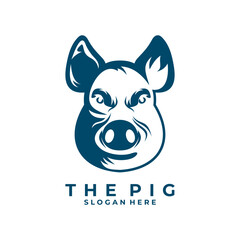 Pig Head logo design vector template. Pig Farm logo icon