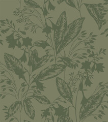 abstract, vector, monochrome, big flowers, all over textiles design, illustration digital image can be used for wrapping paper,allover