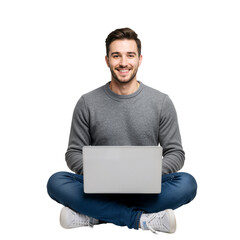 Young Man with Laptop – Casual, Modern, and Tech-Savvy
