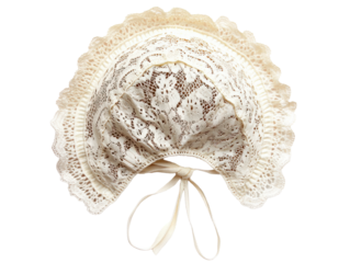 Vintage Lace Bonnet on Transparent Background