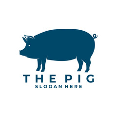 Pig animal logo design icon. Pig farm simple logo design