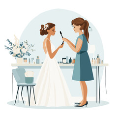 Bridal makeup preparation scene