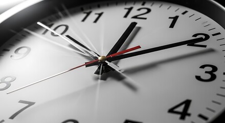 Close-up of a modern minimalist clock face emphasizing precision and timeliness