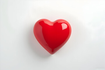 Red Heart Object on White Background Still Life
