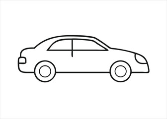 A sleek black automobile graphic presented as a modern transportation symbol isolated on white background