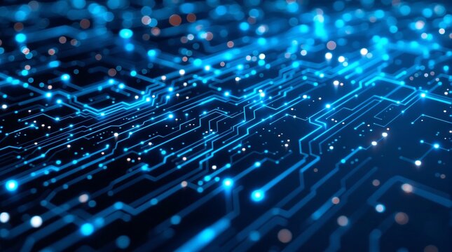 Blue technology background circuit board motherboard computer network data connection