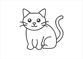 Charming feline friend ready for artistic expression a whimsical cartoon cat character for coloring fun isolated on white background