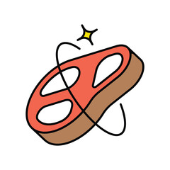 Steak color line icon with white background vector stock illustration