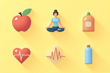 Promoting Health and Wellness Flat Illustration, Featuring Fitness and a Healthy Lifestyle