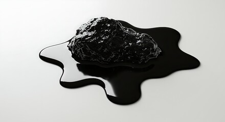 Melting Shilajit Extract Supplement with Natural Health Benefits on White Background.