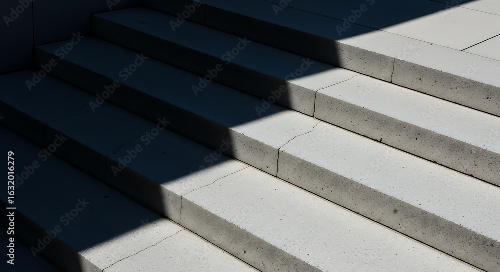 Poster geometric abstraction of architectural staircase with stark shadows and subtle textures