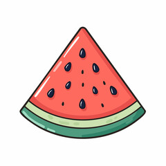 Delightful Watermelon Slice Illustration with Vivid Colors and Cartoonish Style Design