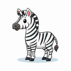 Obraz premium Adorable Cartoon Zebra Character with Black and White Stripes on a White Background
