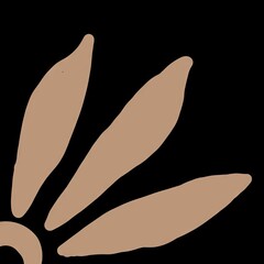 Abstract brown leaf design on black background  