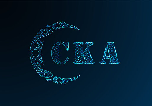 Low poly letter logo CKA design. CKA letter logo low poly vector design on blue color gradient background. CKA logo low poly design