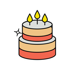 Cake color line icon with white background vector stock illustration