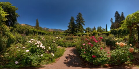 Vibrant garden pathway nature hdr panoramas